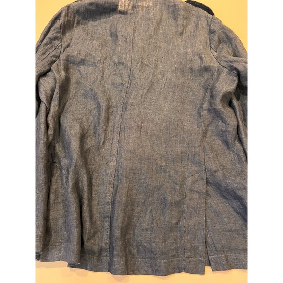 NWT JOSEPH ABBOUD Military Jacket HERRINGBONE Men XL Blue LINEN Zip Button - Picture 14 of 16